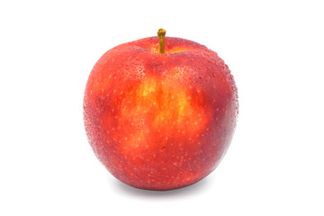 Fresh red apple fruit with water drops isolated on white background with clipping path.