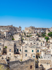 Fototapeta na wymiar Panoramic view of the Sassi di Matera, prehistoric historic center, UNESCO WHS