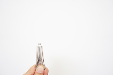 water color tube for painting in hand with white background