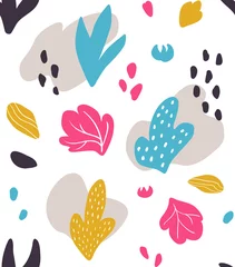 Fotobehang Abstract colorful floral doodle pattern seamless pastel cute © Анастасия Рябоконь