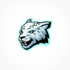 Snow leopard head mascot logo design isolated esport