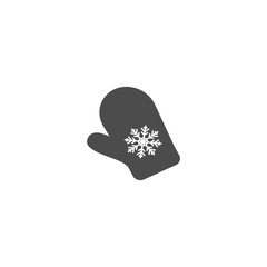 Flat vector icon - winter mittens with snowflake closeup isolated. Christmas mittens
