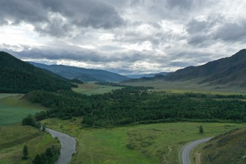 mountains before the rain, Tuekt village, Ongudaysky district, Altai Republic, Russia, summer month August