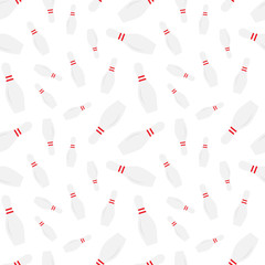 Bowling seamless pattern for wrapping paper, banners, cards, posters, packaging. Vector ornament with repeat gray pins on the white background