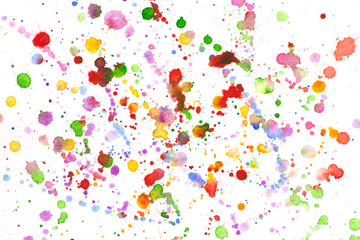 Colorful watercolor splashes on white background