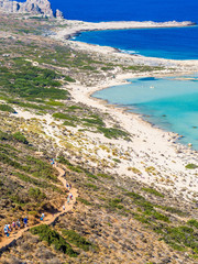 Crete, Greece: Balos lagoon paradisiacal view of beach and sea, west of Crete