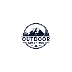 Outdoor mountain nature logo - adventure wildlife pine tree forest design