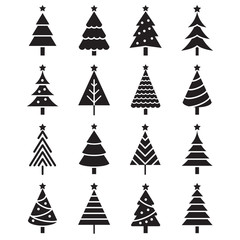 Christmas tree icons. Vector illustrations.