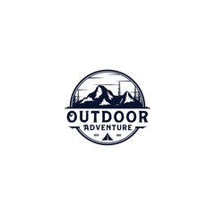 Outdoor mountain nature logo - adventure wildlife pine tree forest design