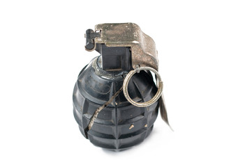 Hand bomb isolated on white background.
