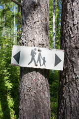 Fototapeta premium Old hiking route sign, Finland