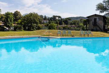 Private pool on a beautiful sunny summer day