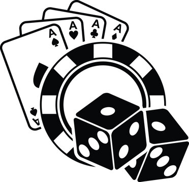 poker chips, Poker Cards Vector Silhouette