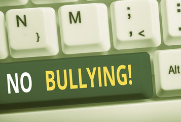 Word writing text No Bullying. Business photo showcasing stop aggressive behavior among children...