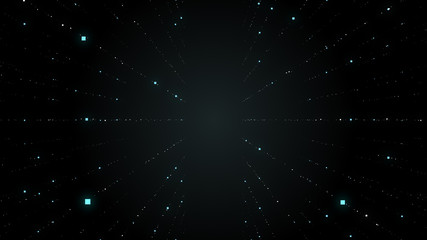 Black backdrop with sparkling abstract geometric star patterns.