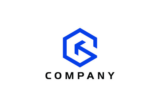 letter G cube and arrow concept, digital logo template, hexagon icon vector ready to use