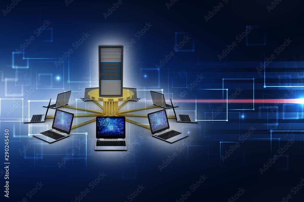 Poster 3d rendering technology computer network