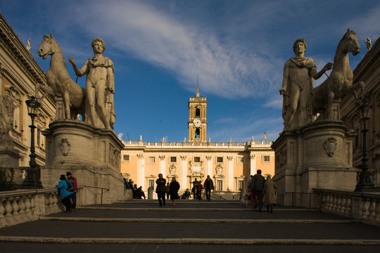 Cordonata del Campidoglio con i dioscuri Castore e Polluce