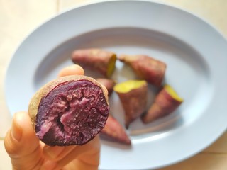 Sweet potato on a white plate