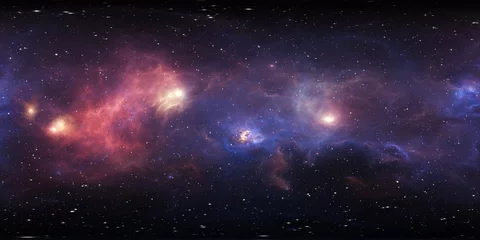 360-Grad-Sternsystem und Gasnebel. Panorama, Umgebung 360 HDRI-Karte. Gleichwinklige Projektion, sphärisches Panorama. Hintergrund der virtuellen Realität. © Peter Jurik