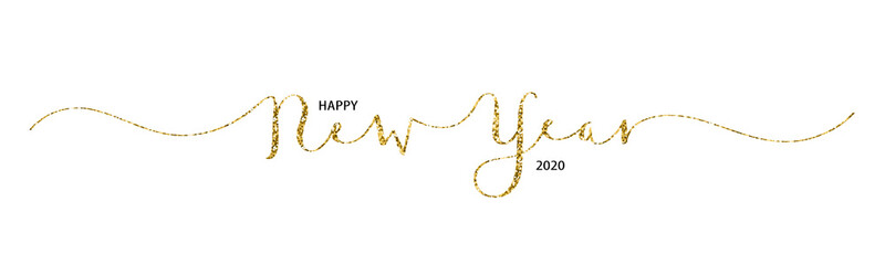 Fototapeta na wymiar HAPPY NEW YEAR 2020 brush calligraphy banner