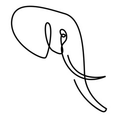 Continuous line elephant head. Single line vector illustration. Minimal style