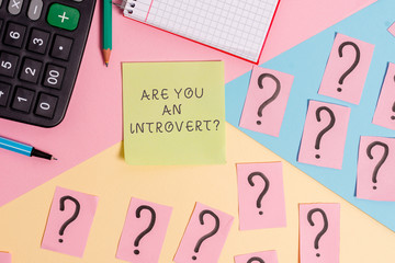 Conceptual hand writing showing Are You An Introvertquestion. Concept meaning demonstrating who...