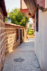 Traditional Turkish stone houses around the alley