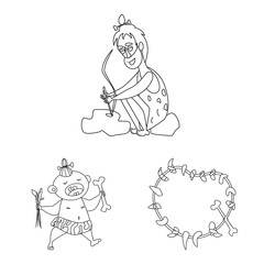 Vector design of primitive and archeology sign. Collection of primitive and history stock symbol for web.