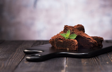 Brownies truffle chocolate cake and space for text