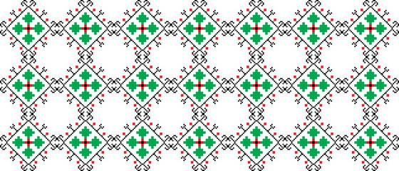 Traditional Romanian folk art knitted embroidery pattern