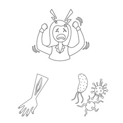 Vector illustration of disease and healthcare sign. Collection of disease and pain stock symbol for web.