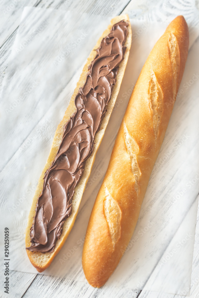 Poster baguette with chocolate cream