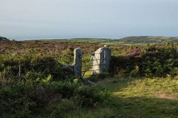 Rustic metal gate to moorland in Cornwall