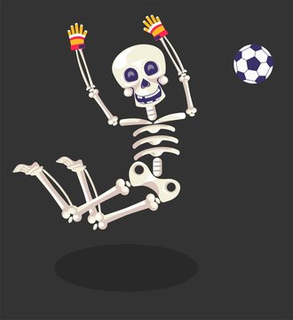Day of Dead, skeleton football player, gloves and ball