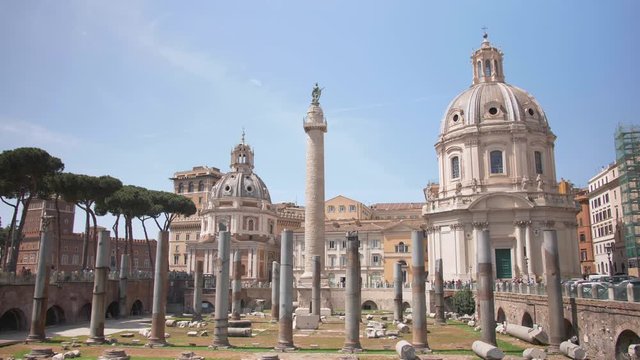 Forum of Ceasar, Rome, Italy, Temple, Pillars, Day