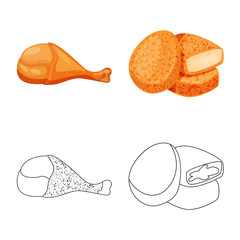 Isolated object of product and poultry sign. Collection of product and agriculture stock symbol for web.