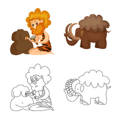 Isolated object of evolution and prehistory logo. Collection of evolution and development stock vector illustration.