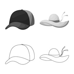 Isolated object of clothing and cap logo. Set of clothing and beret vector icon for stock.