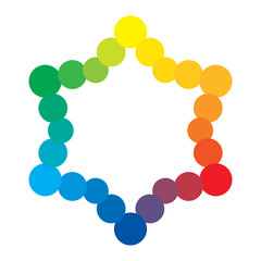 Basic Multicolor Polychrome Spectral Versicolor Rainbow Colors of 24 Rings. The spectral harmonic colorful palette of the painter.