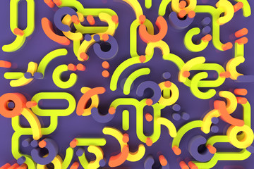 Abstract geometric line violet background 3D illustration. Modern trendy ornament.