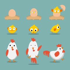 Simpel Cool cartoon chicken Vector clip art illustration