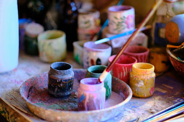 ceramic glaze color in traditional potery on Lesbos, Greece