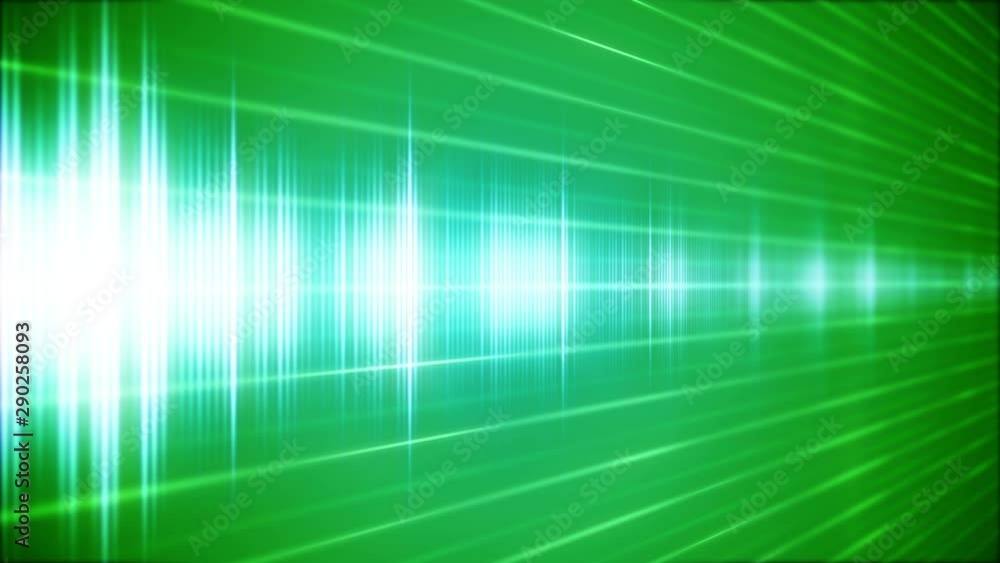 Poster sound waves do the twist - backwards. 2d animation of a music concept. digital waveform data.