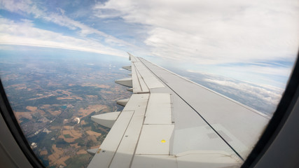 View from the window of the aircraft on the wing