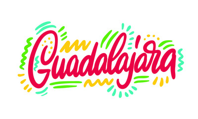 Guadalajara, text design. Vector calligraphy. Typography poster. Usable as background.