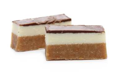 Traditional sweet pastries, cakes isolated on white background