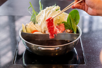 Sukiyaki in the marbled Japanese beef