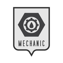 mechanic - gear, nut, coat of arms logo shield vector graphic