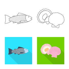 Vector illustration of fresh and restaurant icon. Collection of fresh and marine stock vector illustration.